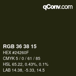 カラーコード: RGB 36 38 15 | qconv.com