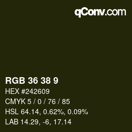 カラーコード: RGB 36 38 9 | qconv.com