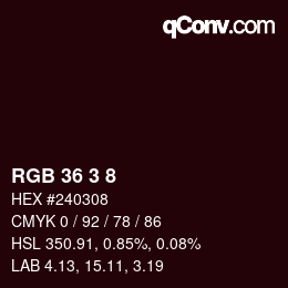 Color code: RGB 36 3 8 | qconv.com