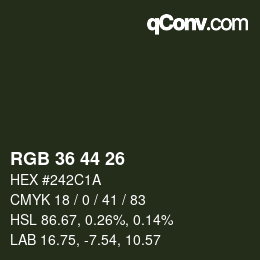 カラーコード: RGB 36 44 26 | qconv.com
