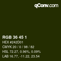 Color code: RGB 36 45 1 | qconv.com