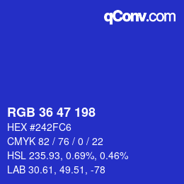 Color code: RGB 36 47 198 | qconv.com