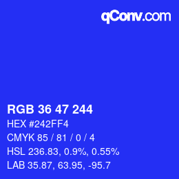 Color code: RGB 36 47 244 | qconv.com