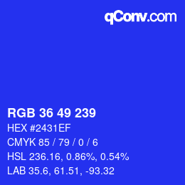 カラーコード: RGB 36 49 239 | qconv.com