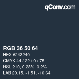 カラーコード: RGB 36 50 64 | qconv.com