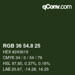 カラーコード: RGB 36 54.8 25 | qconv.com