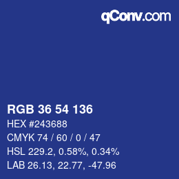 カラーコード: RGB 36 54 136 | qconv.com