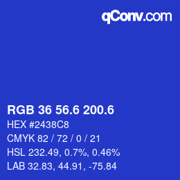 カラーコード: RGB 36 56.6 200.6 | qconv.com