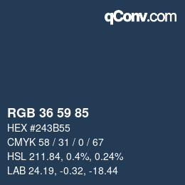 Color code: RGB 36 59 85 | qconv.com