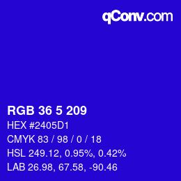 Color code: RGB 36 5 209 | qconv.com