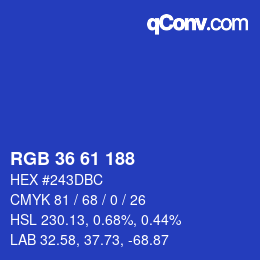 颜色代码: RGB 36 61 188 | qconv.com