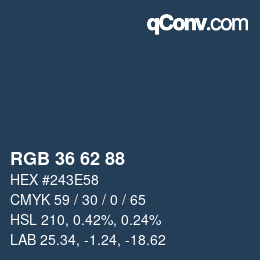 Color code: RGB 36 62 88 | qconv.com