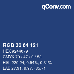 カラーコード: RGB 36 64 121 | qconv.com