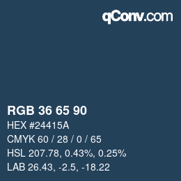 カラーコード: RGB 36 65 90 | qconv.com