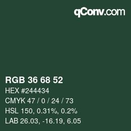 Farbcode: RGB 36 68 52 | qconv.com