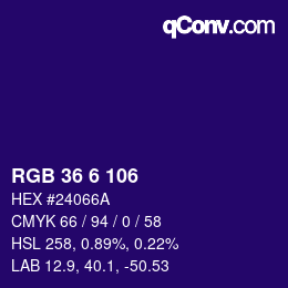 Color code: RGB 36 6 106 | qconv.com