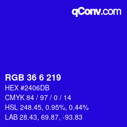 颜色代码: RGB 36 6 219 | qconv.com