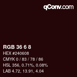 Color code: RGB 36 6 8 | qconv.com