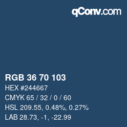 Color code: RGB 36 70 103 | qconv.com