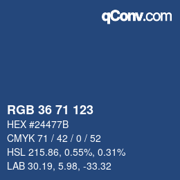 Color code: RGB 36 71 123 | qconv.com