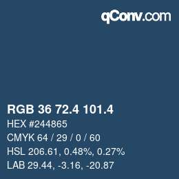 カラーコード: RGB 36 72.4 101.4 | qconv.com