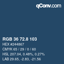 カラーコード: RGB 36 72.8 103 | qconv.com
