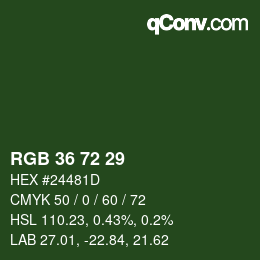 Color code: RGB 36 72 29 | qconv.com
