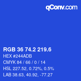 カラーコード: RGB 36 74.2 219.6 | qconv.com