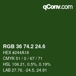 カラーコード: RGB 36 74.2 24.6 | qconv.com