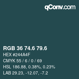 カラーコード: RGB 36 74.6 79.6 | qconv.com