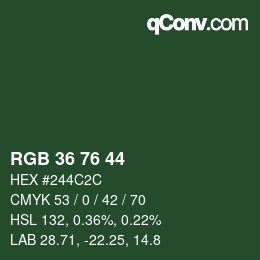 Color code: RGB 36 76 44 | qconv.com