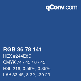カラーコード: RGB 36 78 141 | qconv.com