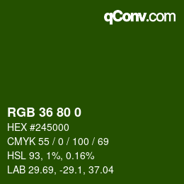 颜色代码: RGB 36 80 0 | qconv.com
