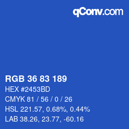 颜色代码: RGB 36 83 189 | qconv.com