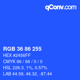 Color code: RGB 36 86 255 | qconv.com