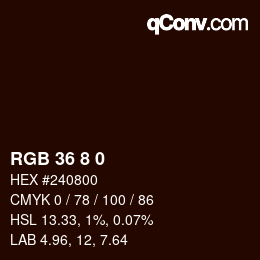 Color code: RGB 36 8 0 | qconv.com