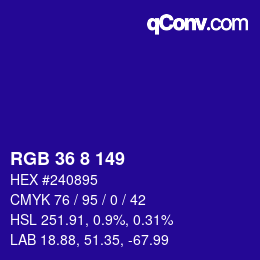 Color code: RGB 36 8 149 | qconv.com