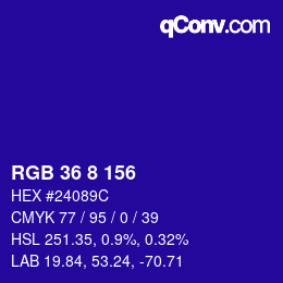 カラーコード: RGB 36 8 156 | qconv.com