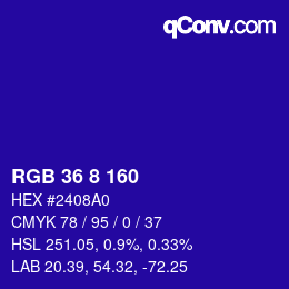 Color code: RGB 36 8 160 | qconv.com