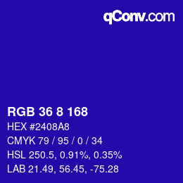 Color code: RGB 36 8 168 | qconv.com
