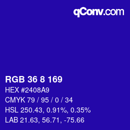 Color code: RGB 36 8 169 | qconv.com