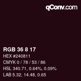 Color code: RGB 36 8 17 | qconv.com