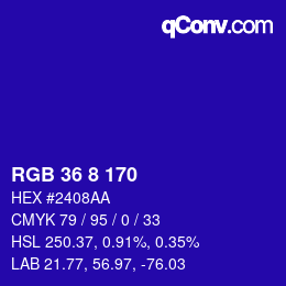 Color code: RGB 36 8 170 | qconv.com
