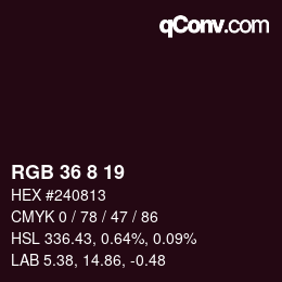 カラーコード: RGB 36 8 19 | qconv.com