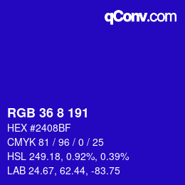 Color code: RGB 36 8 191 | qconv.com