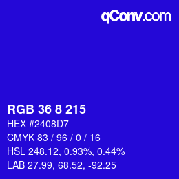 カラーコード: RGB 36 8 215 | qconv.com