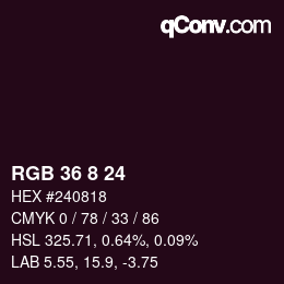 カラーコード: RGB 36 8 24 | qconv.com