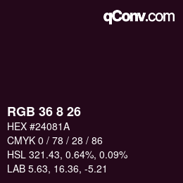 Color code: RGB 36 8 26 | qconv.com