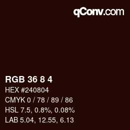 Color code: RGB 36 8 4 | qconv.com