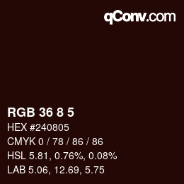 Color code: RGB 36 8 5 | qconv.com
